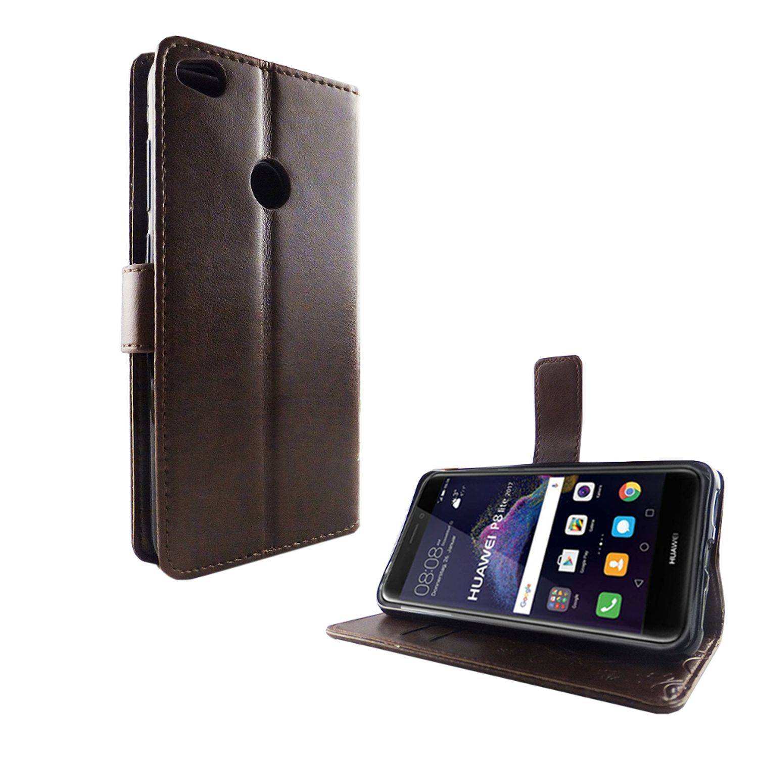 Huawei P8 Lite 2017 Handyhülle Bookcover Braun
