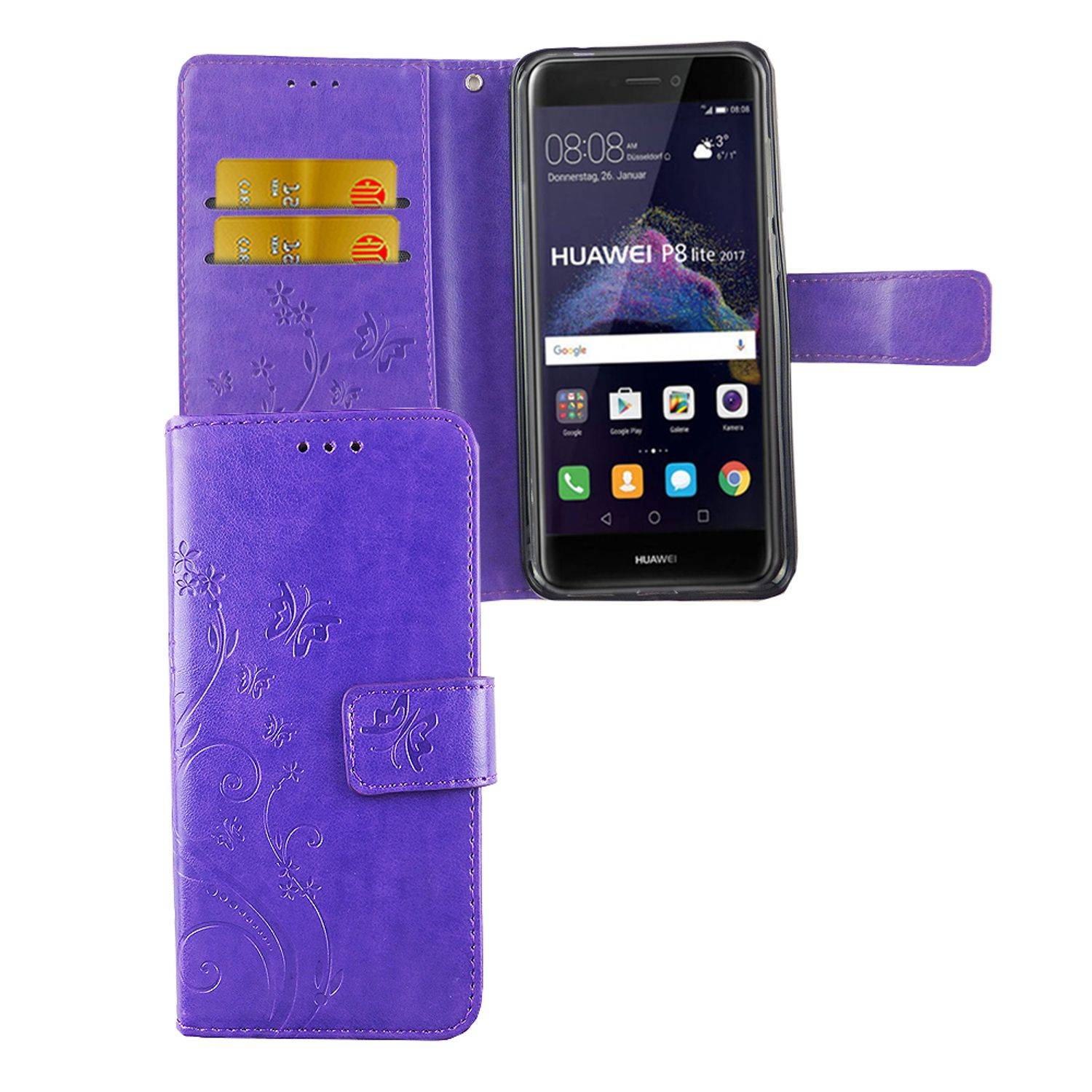Huawei P8 Lite 2017 Handyhülle Bookcover Violett