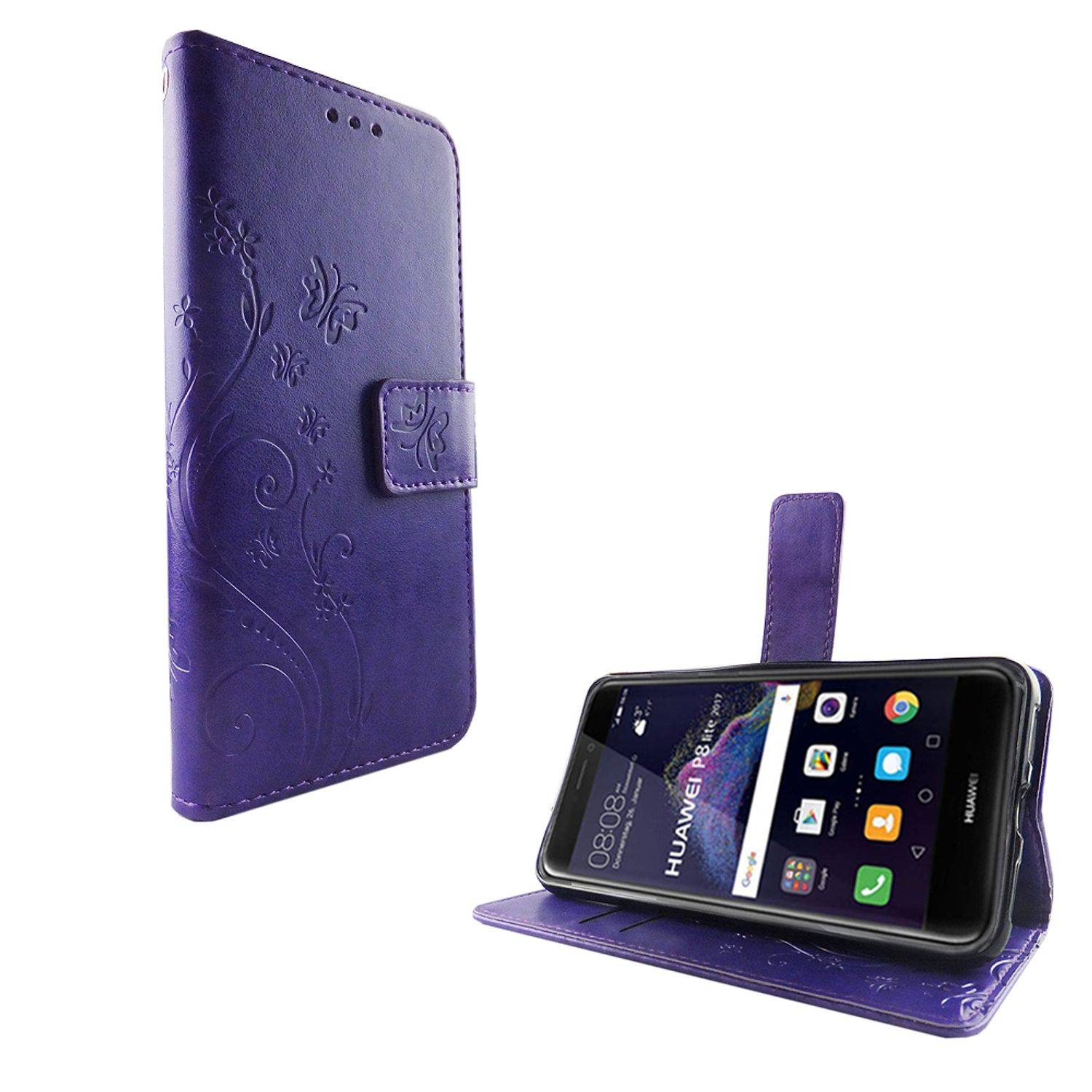 Huawei P8 Lite 2017 Handyhülle Bookcover Violett