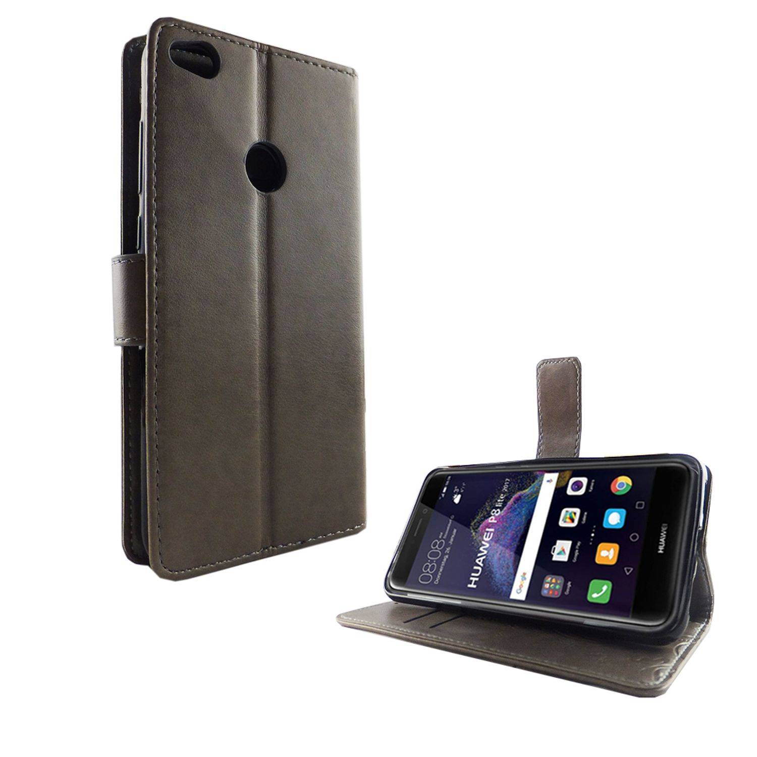 Huawei P8 Lite 2017 Handyhülle Bookcover Grau