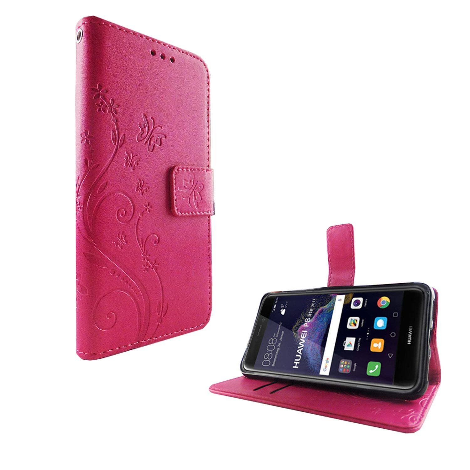 Huawei P8 Lite 2017 Handyhülle Bookcover Rosa