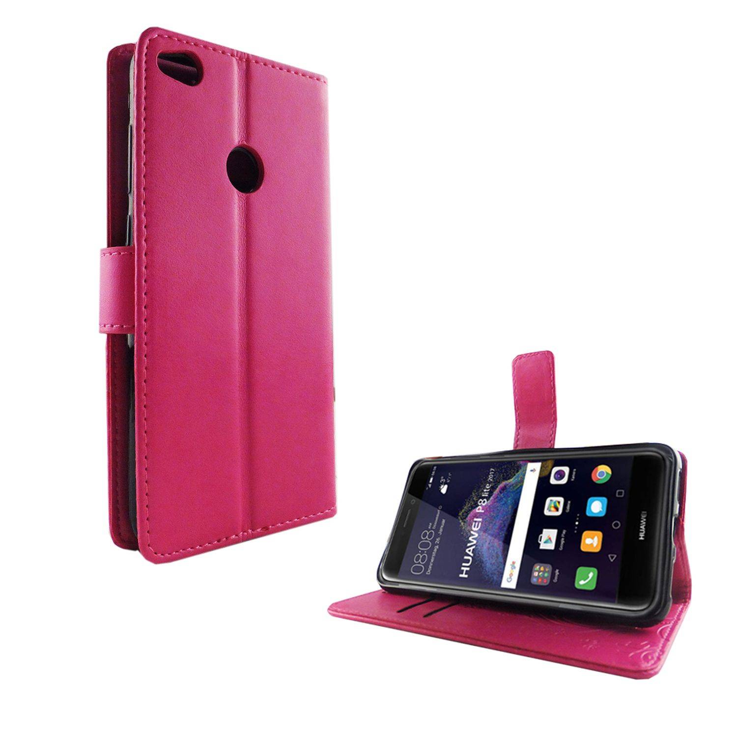 Huawei P8 Lite 2017 Handyhülle Bookcover Rosa
