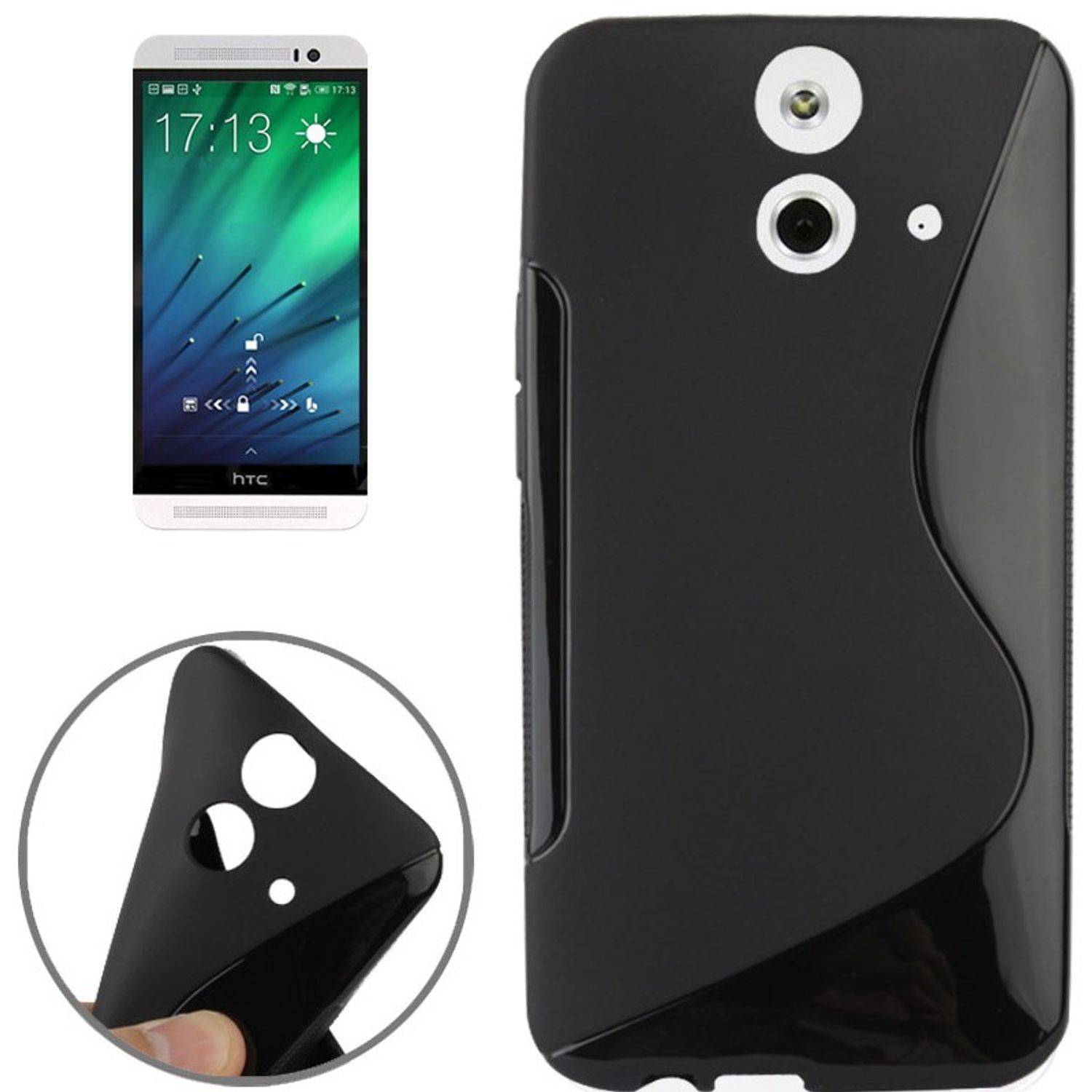 HTC One E8 Handyhülle Backcover Schwarz
