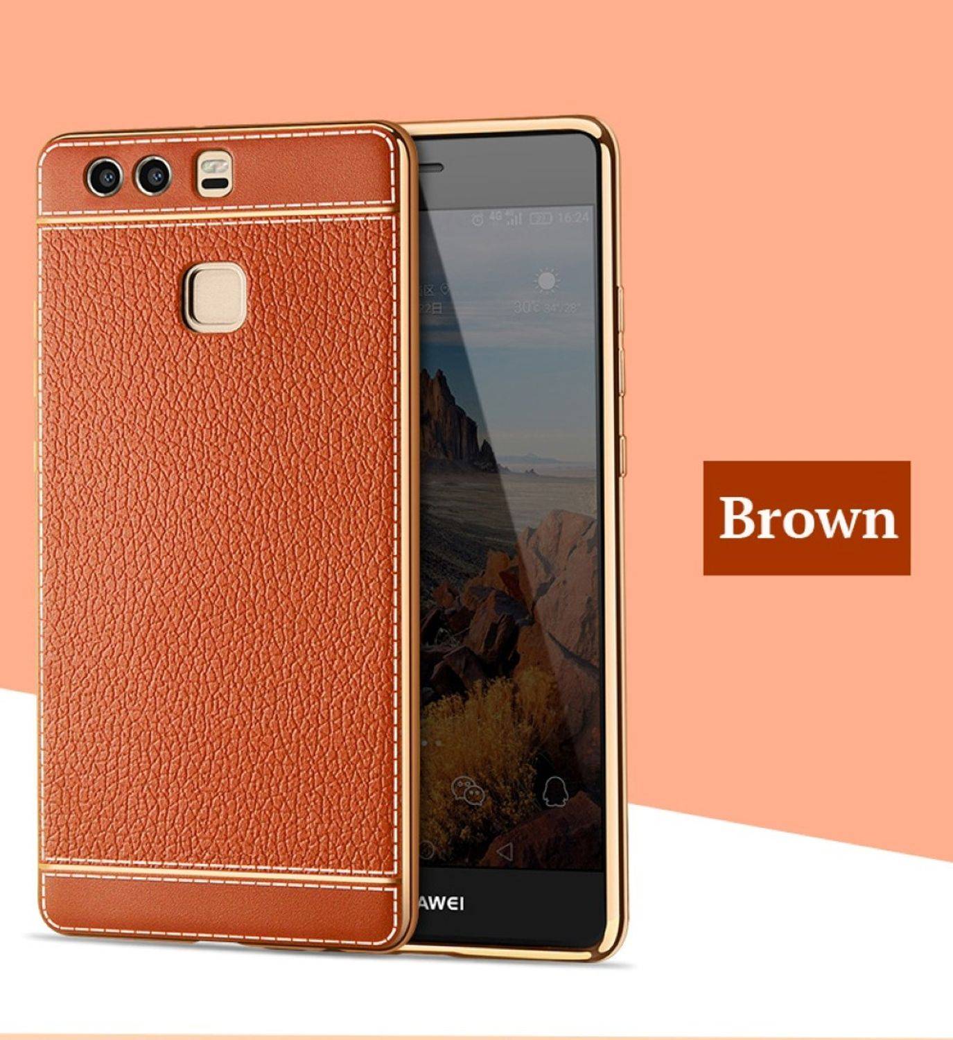 Huawei P9 Handyhülle Backcover Braun