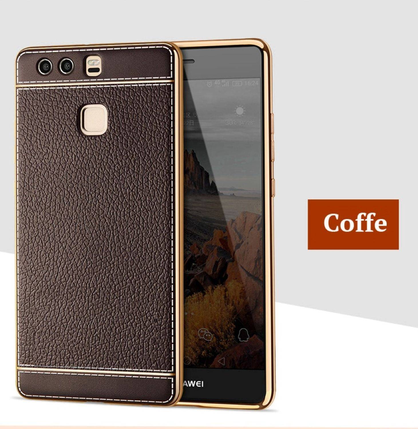 Huawei P9 Handyhülle Backcover Braun