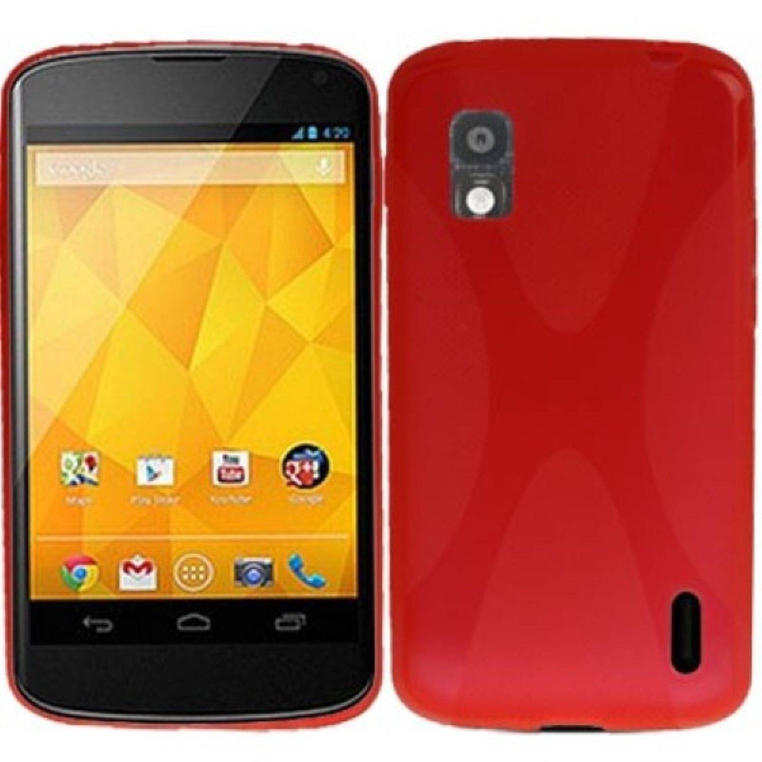 LG Nexus 4 Handyhülle Backcover Rot