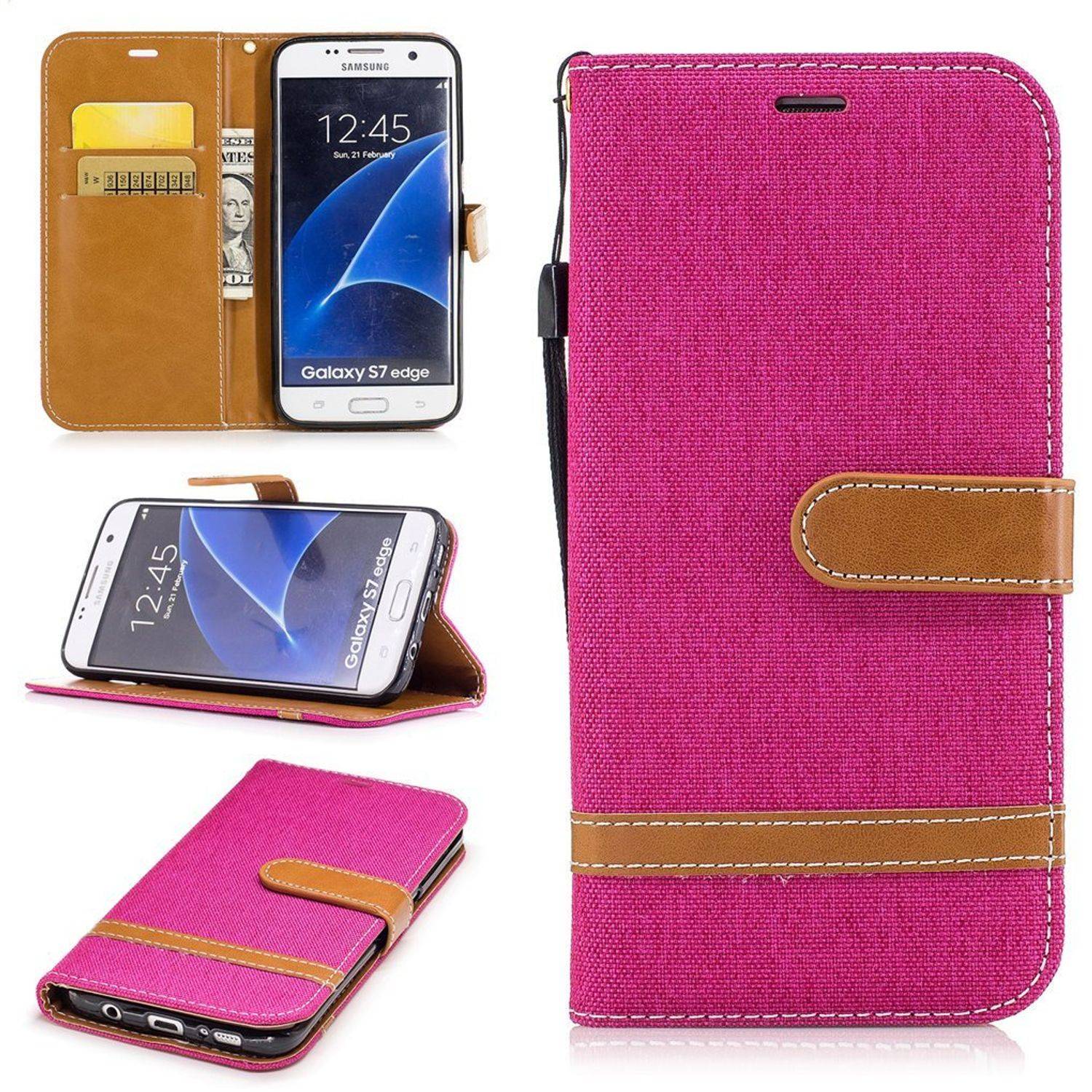 Samsung Galaxy S7 Edge Handyhülle Bookcover Rosa