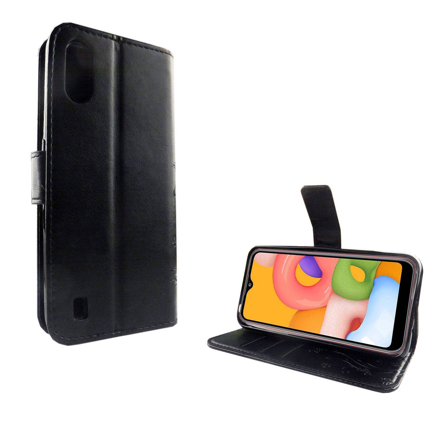 Samsung Galaxy A01 Handyhülle Bookcover Schwarz