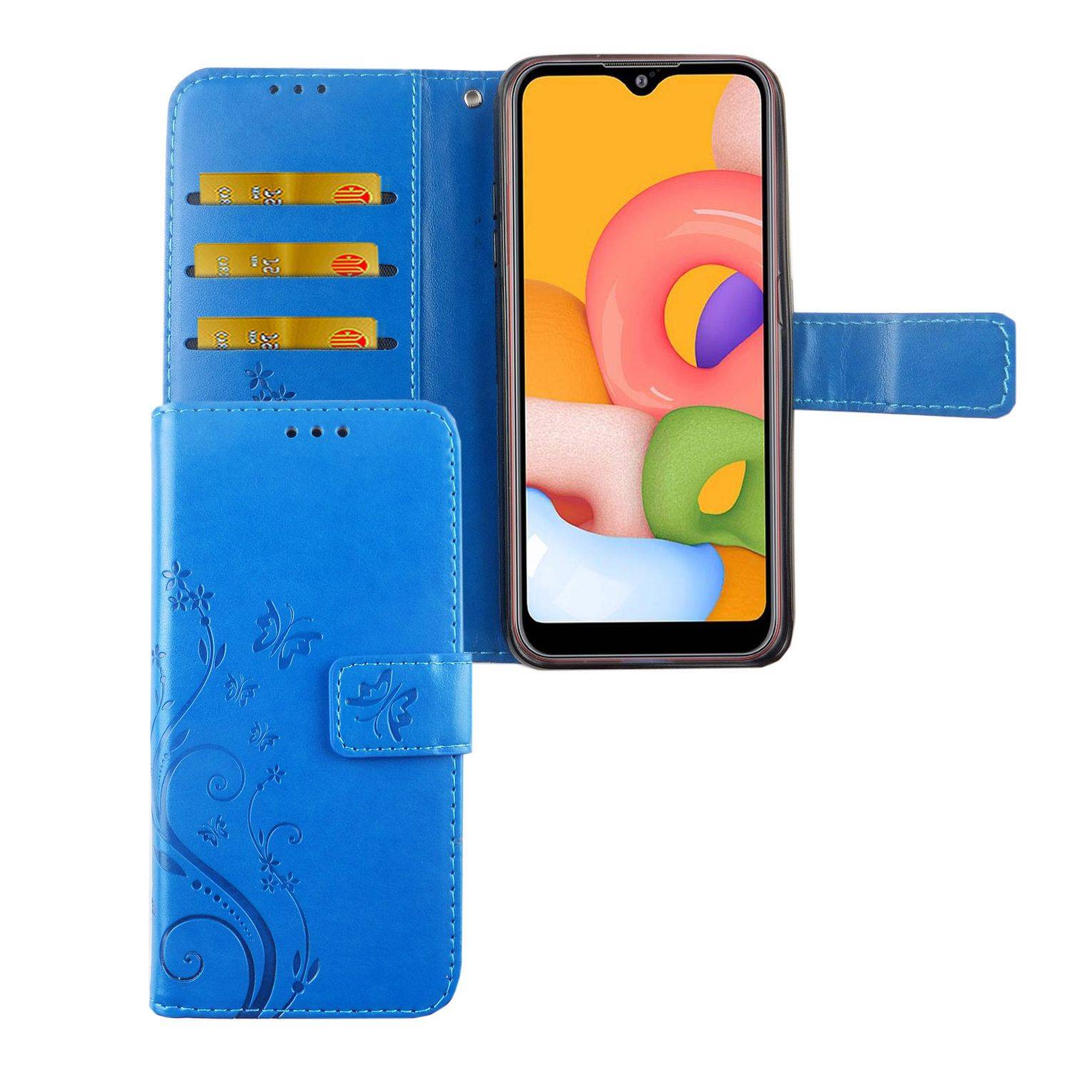 Samsung Galaxy A01 Handyhülle Bookcover Blau