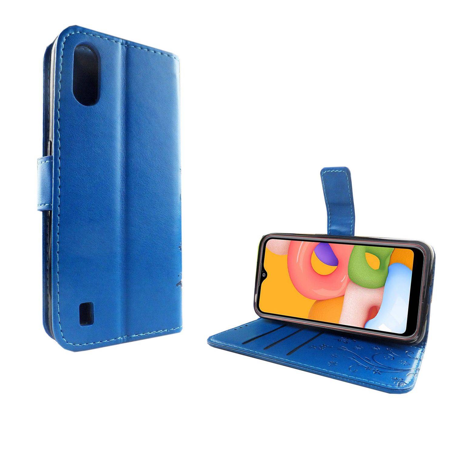 Samsung Galaxy A01 Handyhülle Bookcover Blau