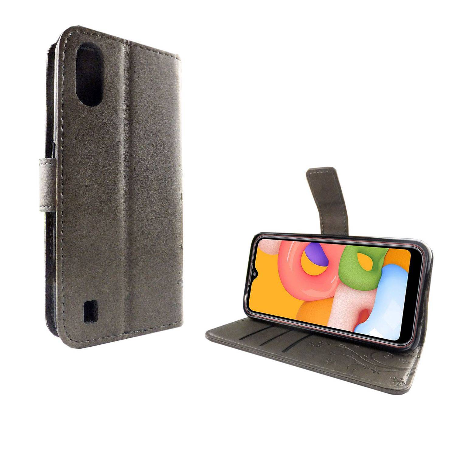 Samsung Galaxy A01 Handyhülle Bookcover Grau