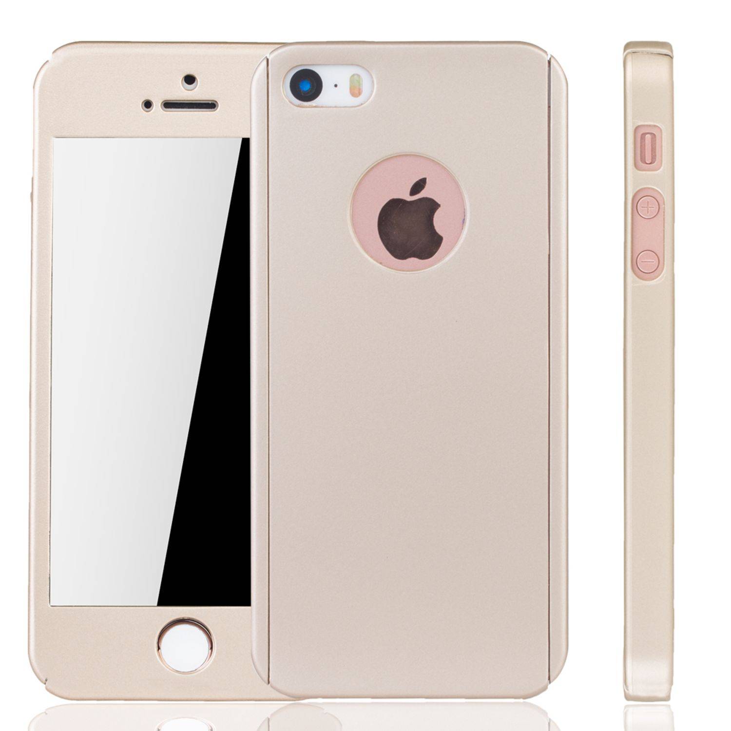 Apple iPhone 5 / 5s Handyhülle 360 Grad Schutz Full Cover Gold