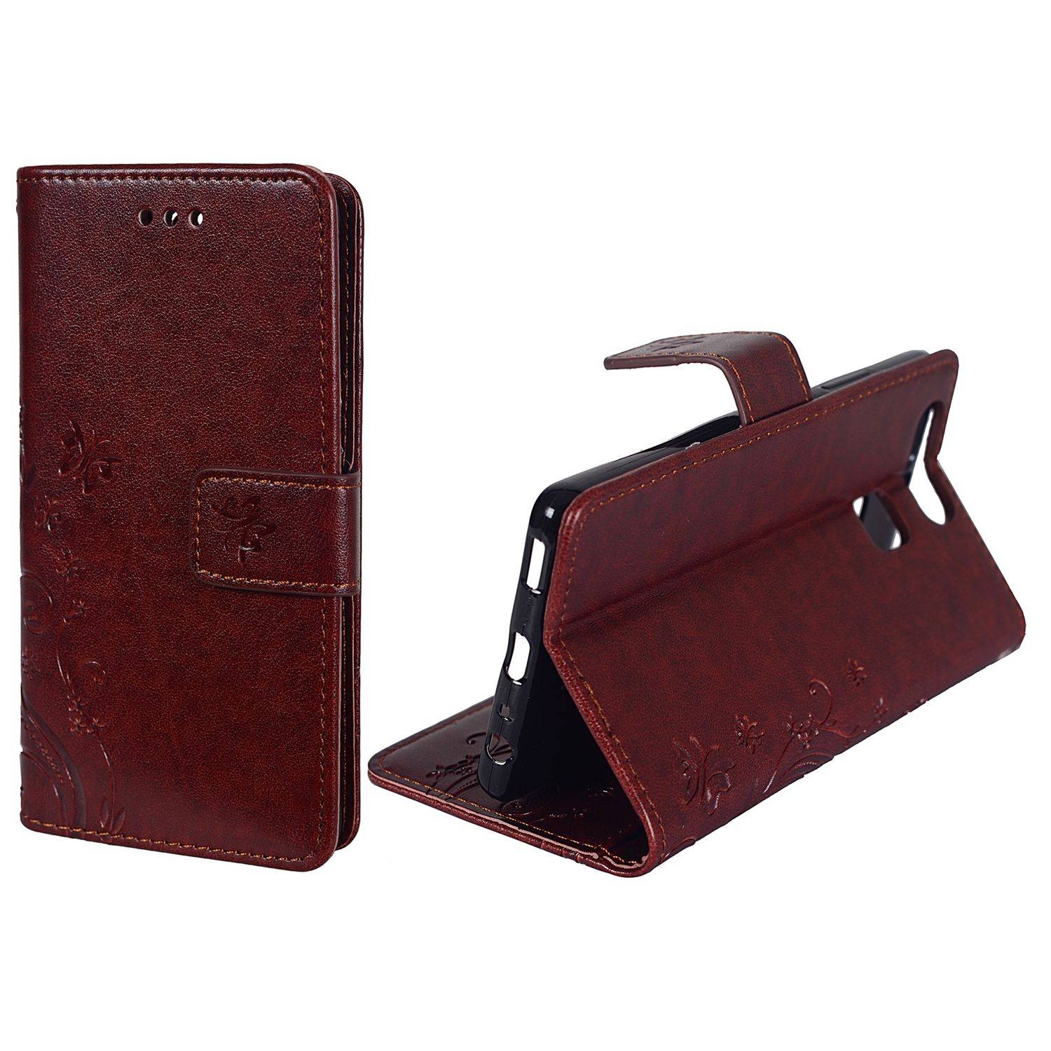 Huawei P9 Handyhülle Bookcover Braun