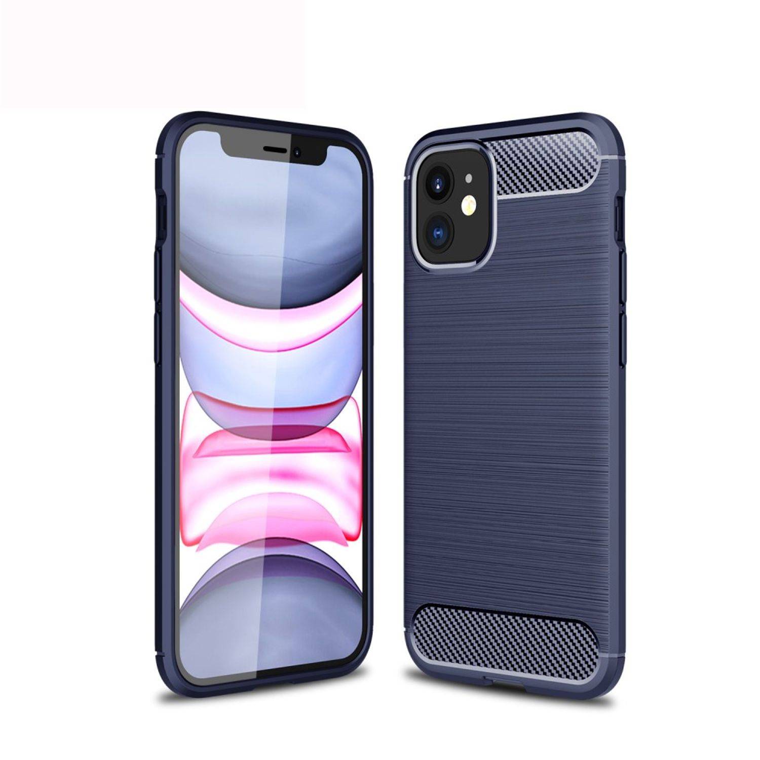 Apple iPhone 12 Mini Handyhülle Carbon Optik Backcover Blau