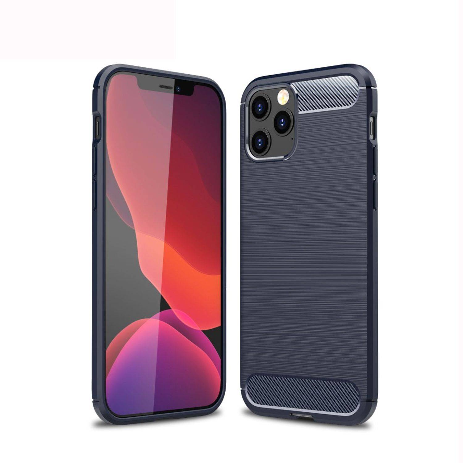 Apple iPhone 12 Pro Max Handyhülle Carbon Optik Backcover Blau