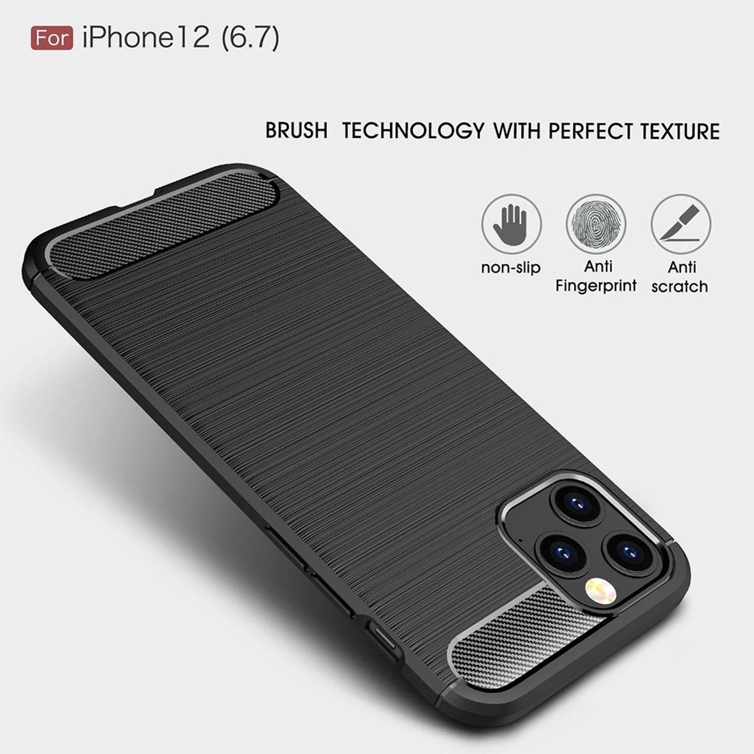 Apple iPhone 12 Pro Max Handyhülle Carbon Optik Backcover Blau