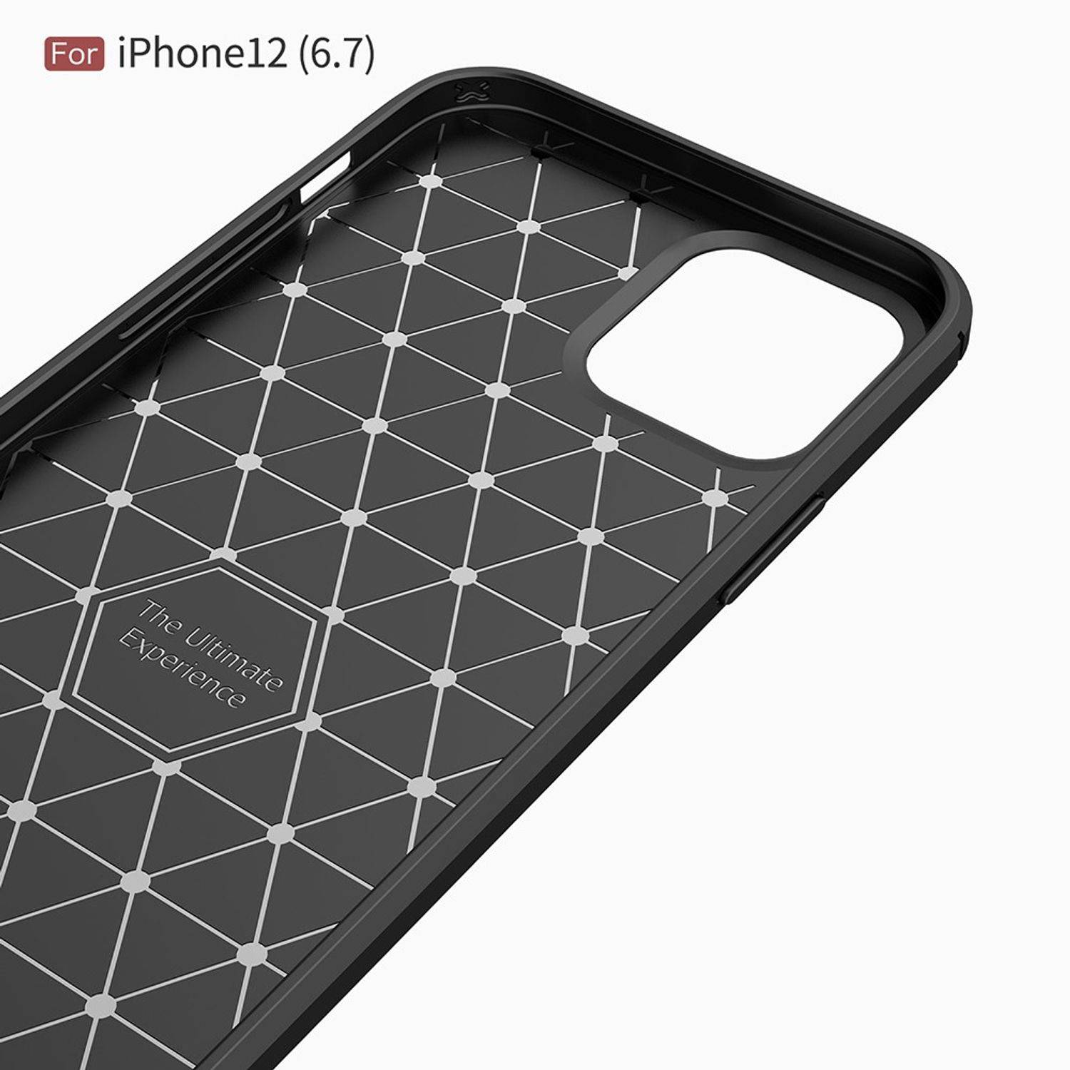 Apple iPhone 12 Pro Max Handyhülle Carbon Optik Backcover Blau