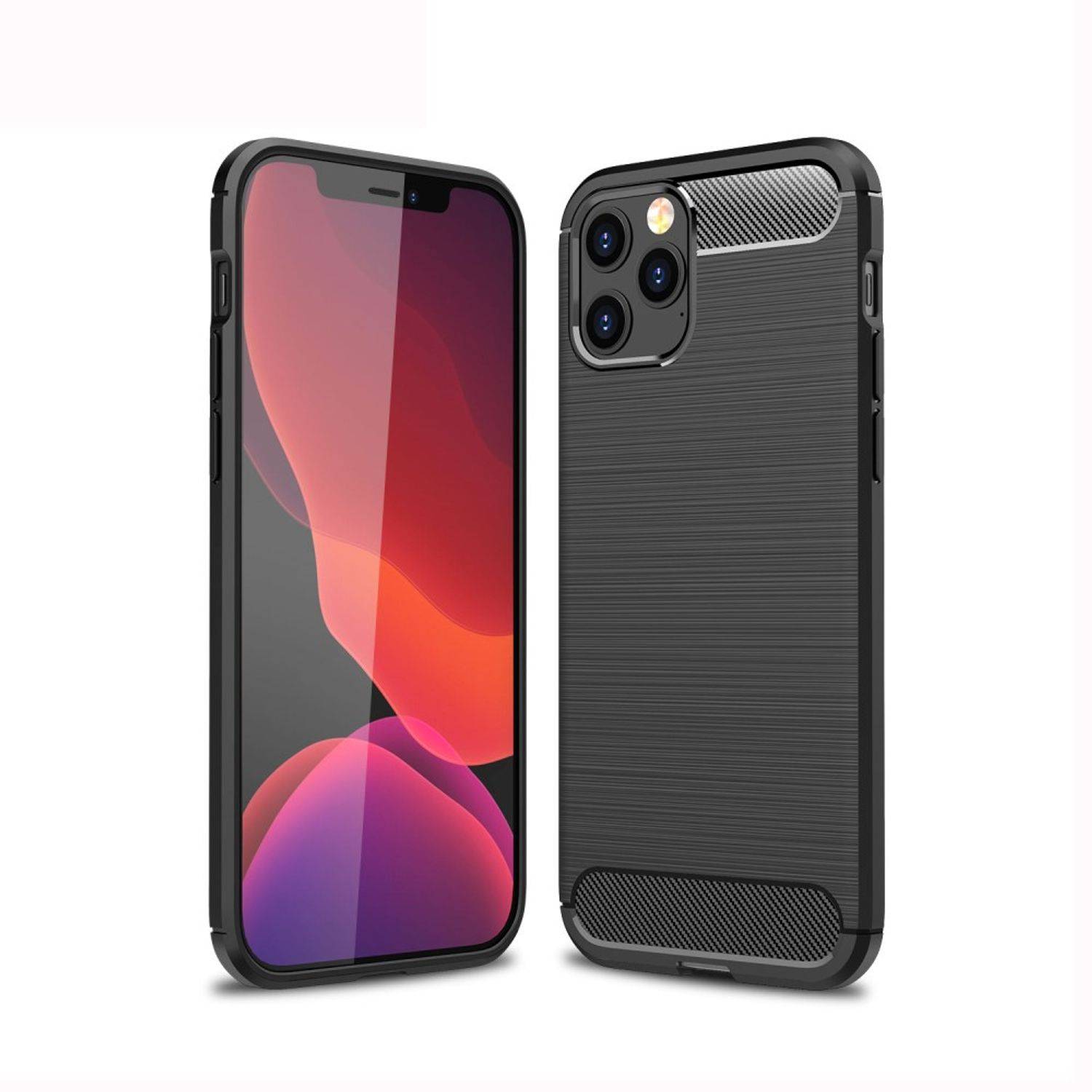 Apple iPhone 12 Pro Max Handyhülle Carbon Optik Backcover Grau