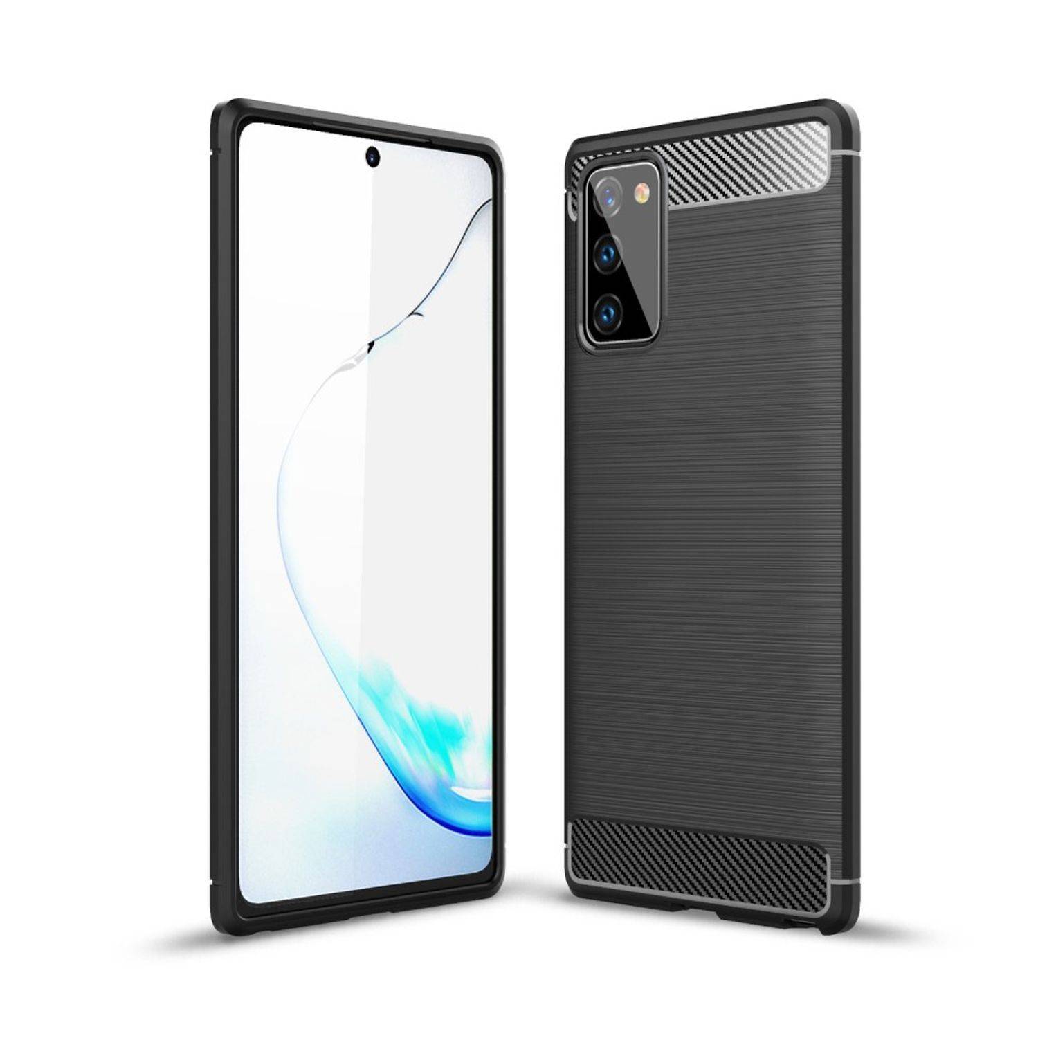 Samsung Galaxy Note 20 Handyhülle Carbon Optik Backcover Schwarz
