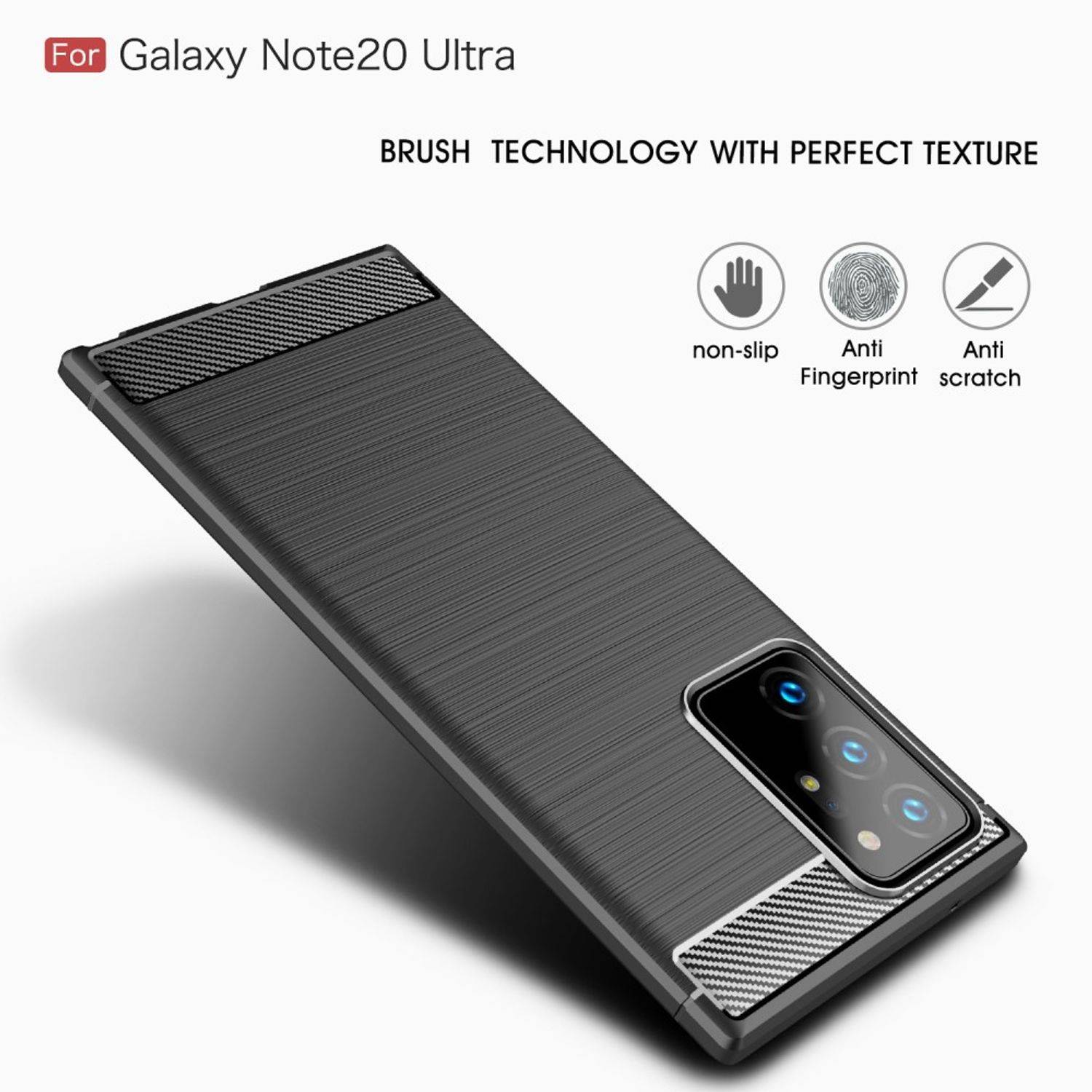 Samsung Galaxy Note 20 Ultra Handyhülle Carbon Optik Backcover Grau