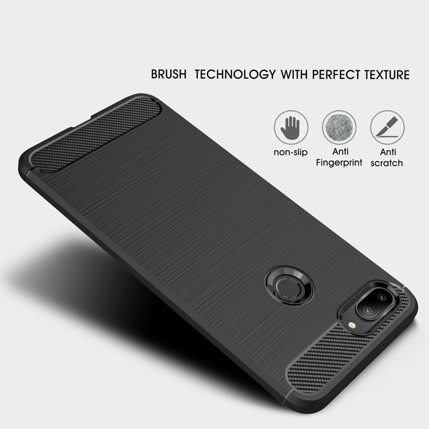 Xiaomi Mi 8 Lite Handyhülle Carbon Optik Backcover Grau