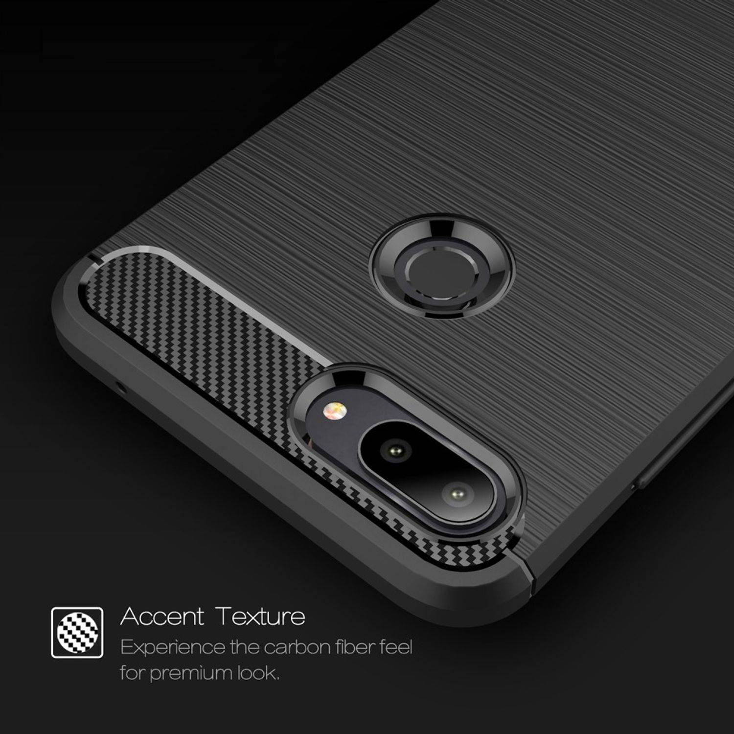 Xiaomi Mi 8 Lite Handyhülle Carbon Optik Backcover Grau