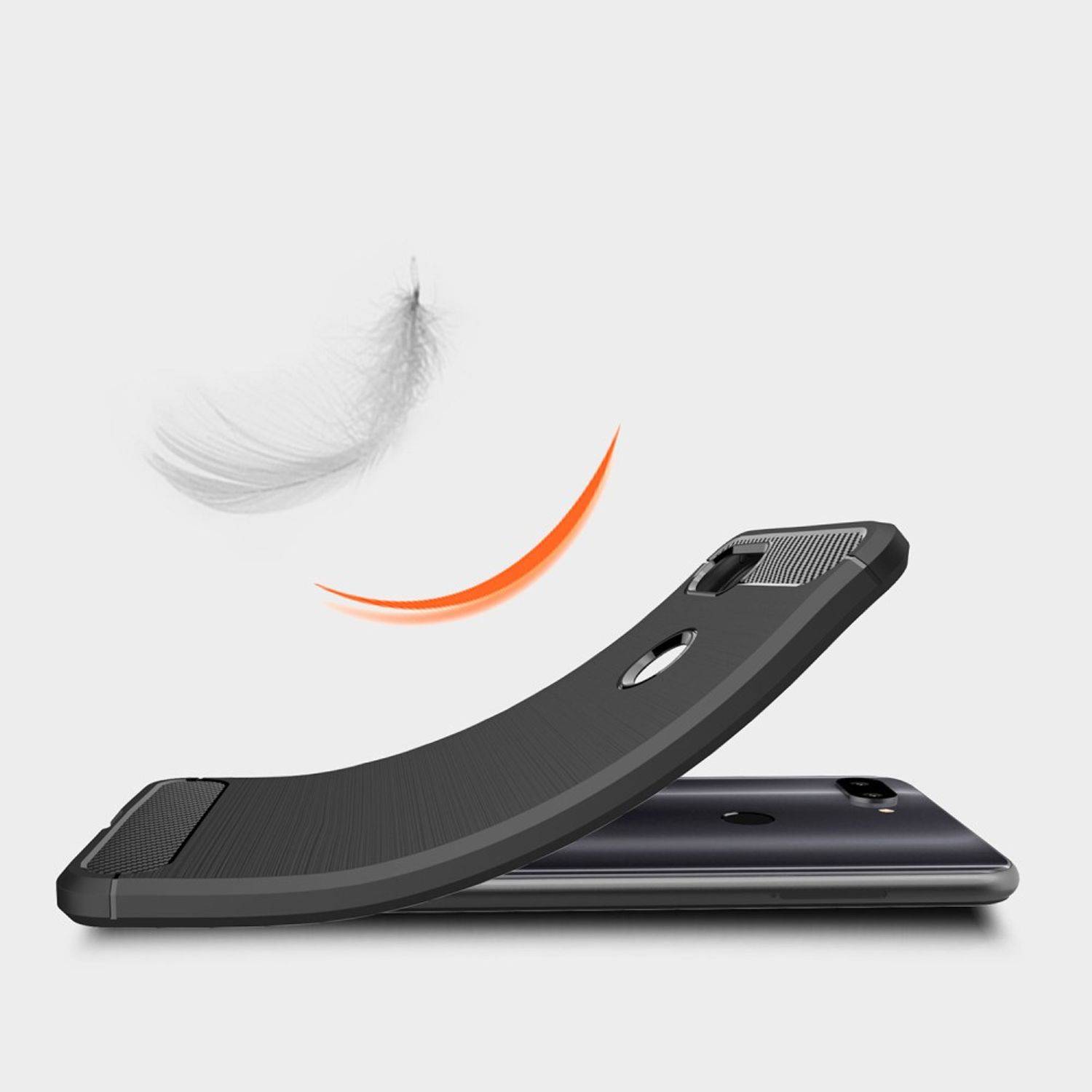 Xiaomi Mi 8 Lite Handyhülle Carbon Optik Backcover Grau
