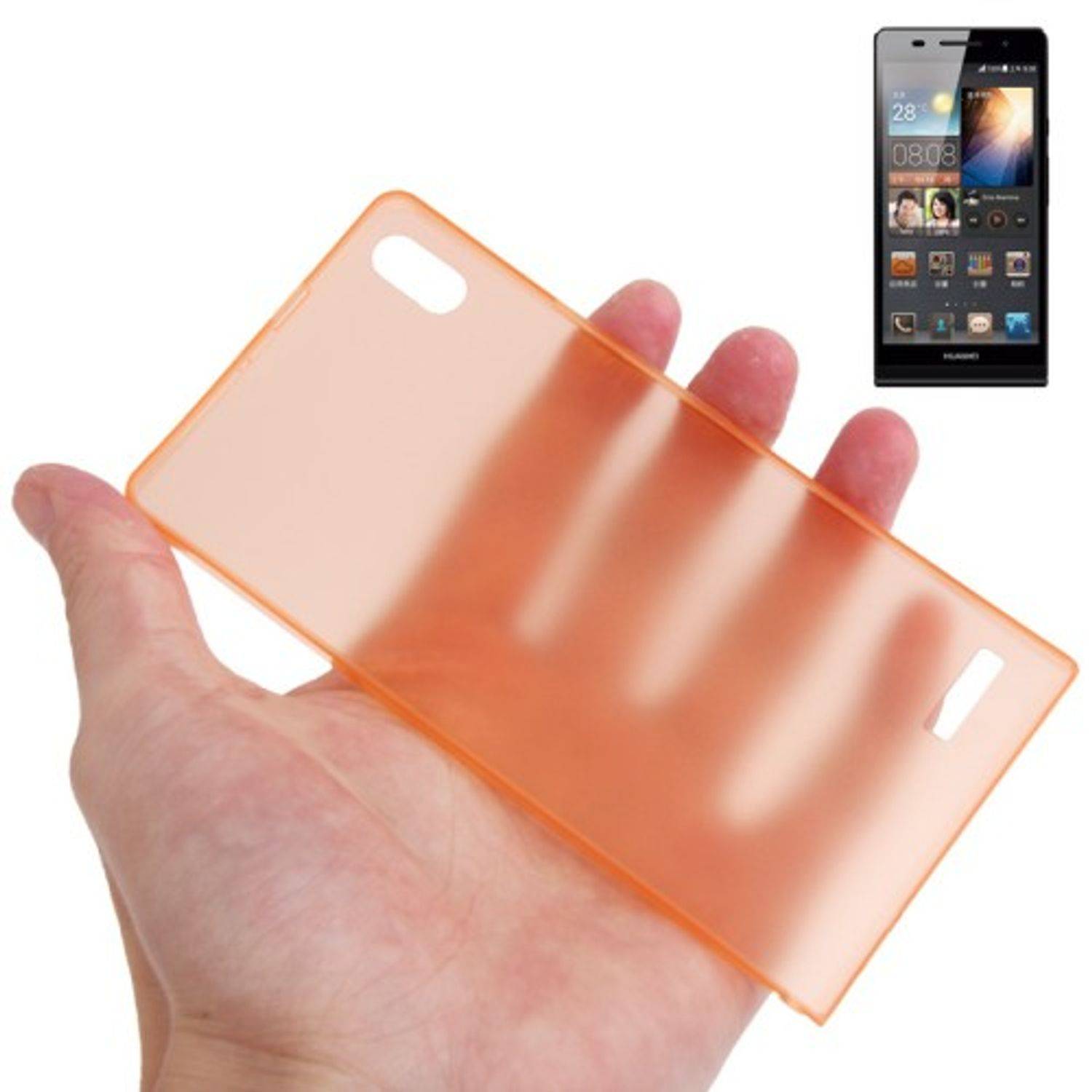 Huawei Ascend P6 Handyhülle Backcover Orange