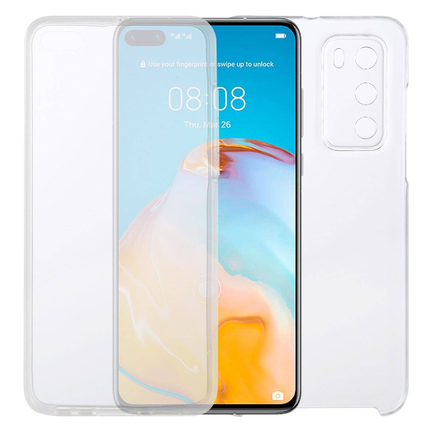 Huawei P40 Handyhülle Full-Cover 360 Grad Full Cover Transparent