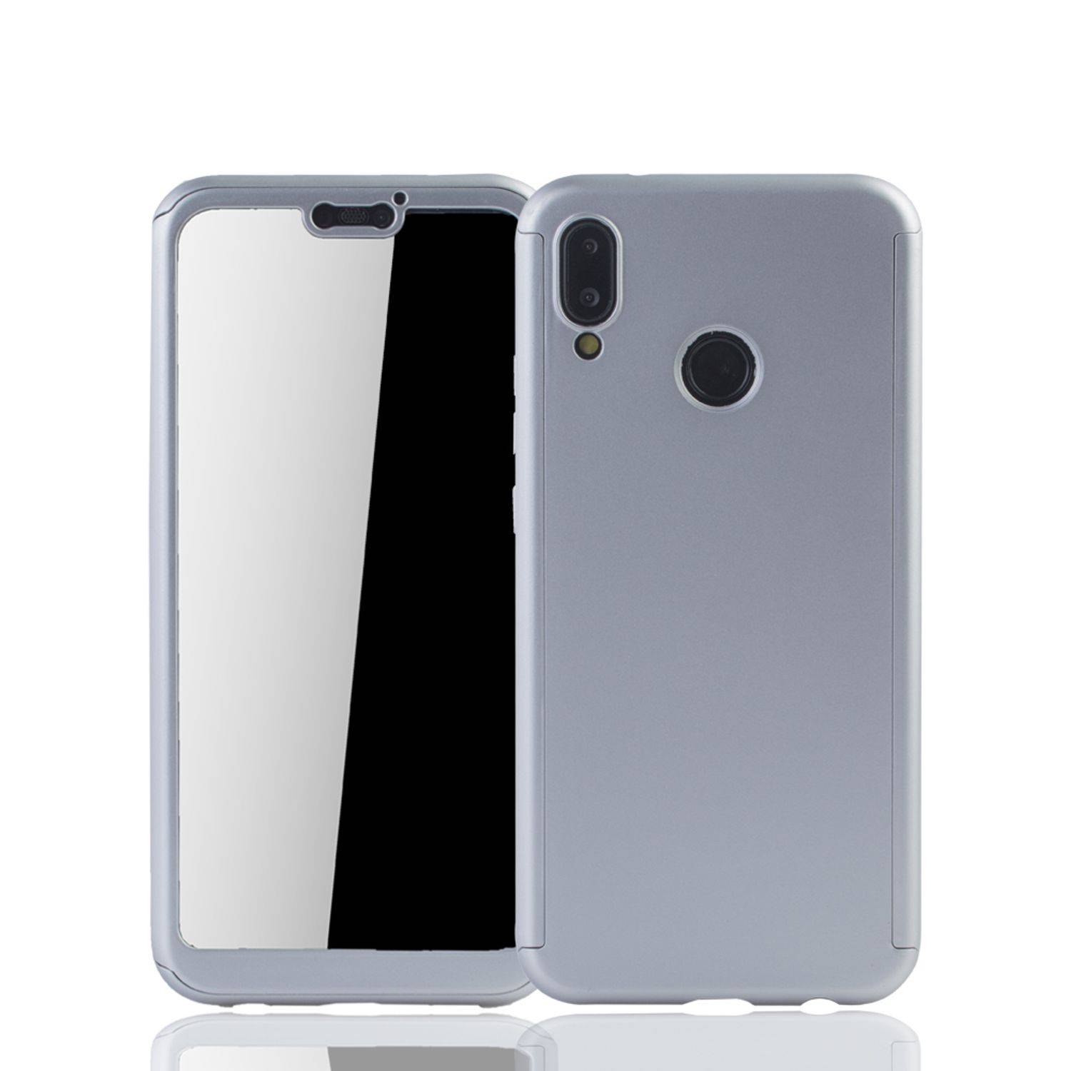 Huawei P20 Lite Handyhülle 360 Grad Schutz Full Cover Silber