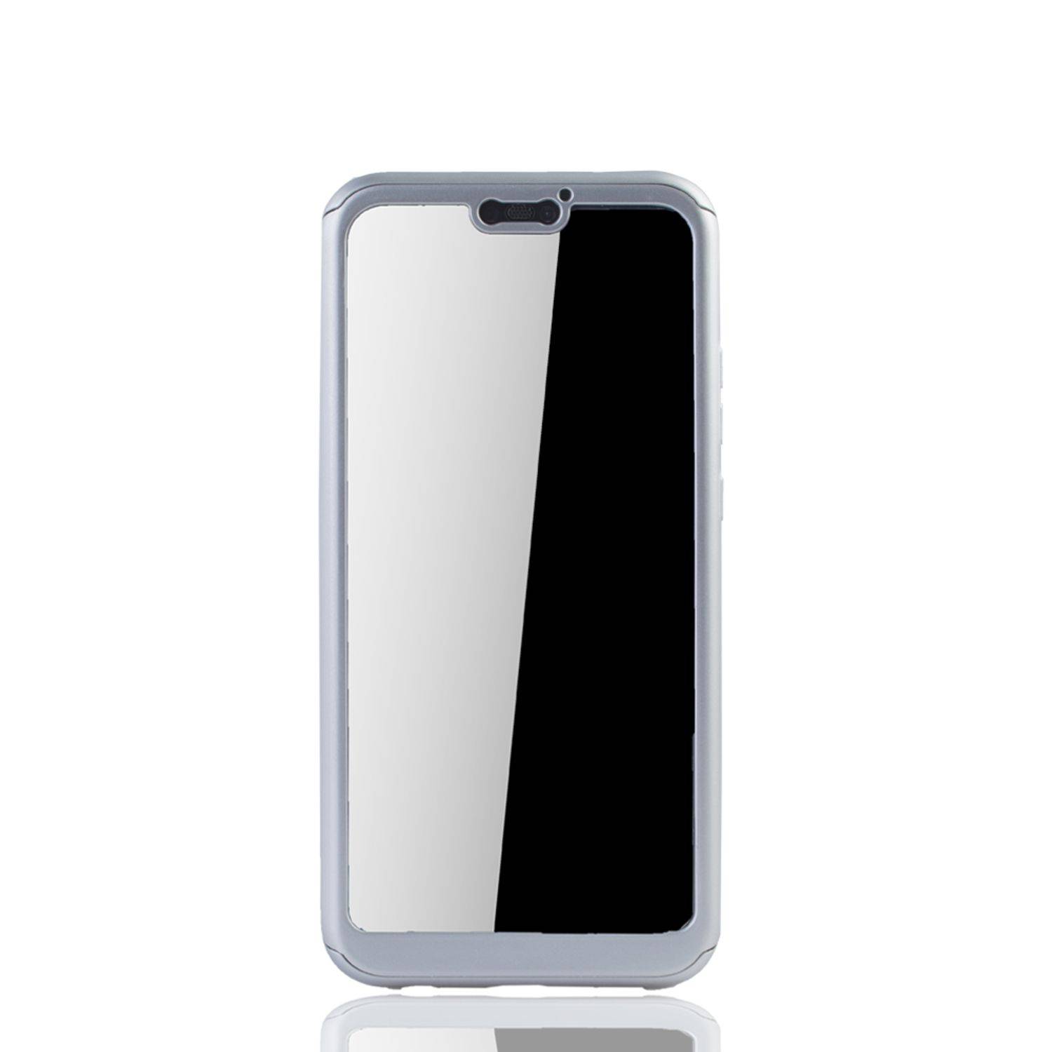 Huawei P20 Lite Handyhülle 360 Grad Schutz Full Cover Silber