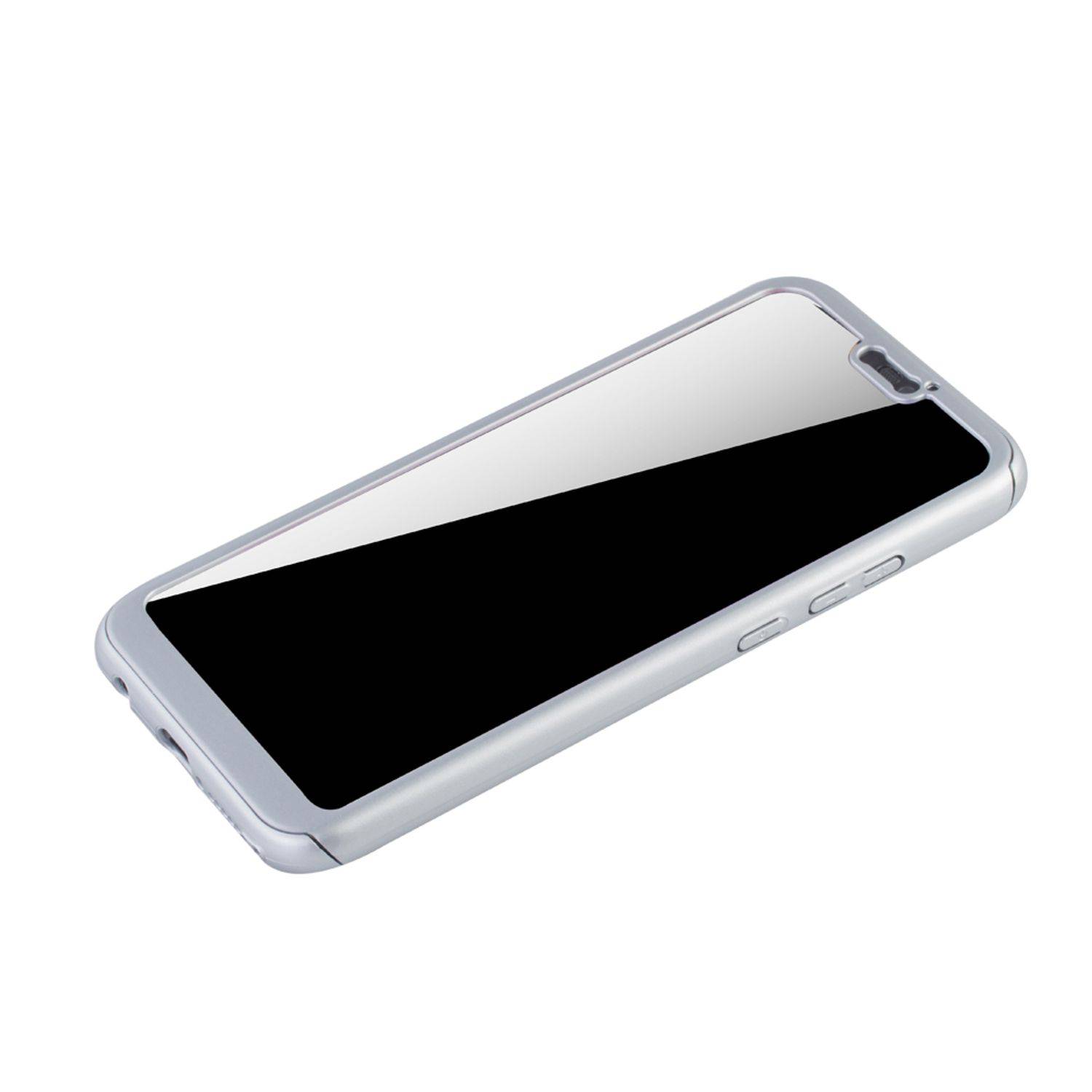 Huawei P20 Lite Handyhülle 360 Grad Schutz Full Cover Silber