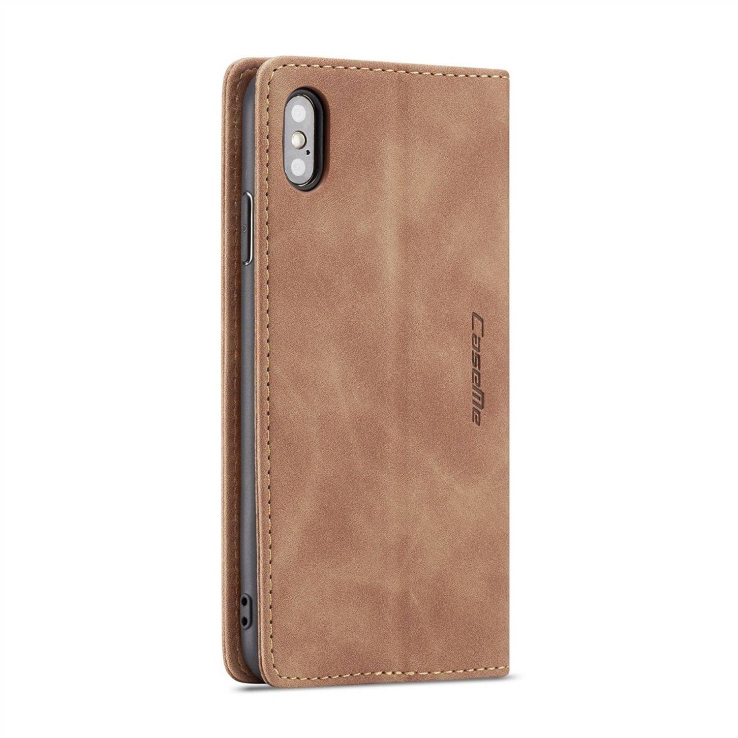 Apple iPhone X / iPhone XS Handyhülle Schutztasche Bookcover Braun