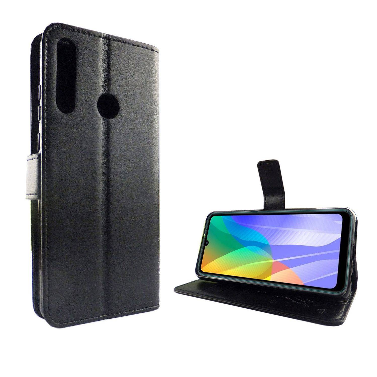 Huawei Y6p Handyhülle Bookcover Schwarz