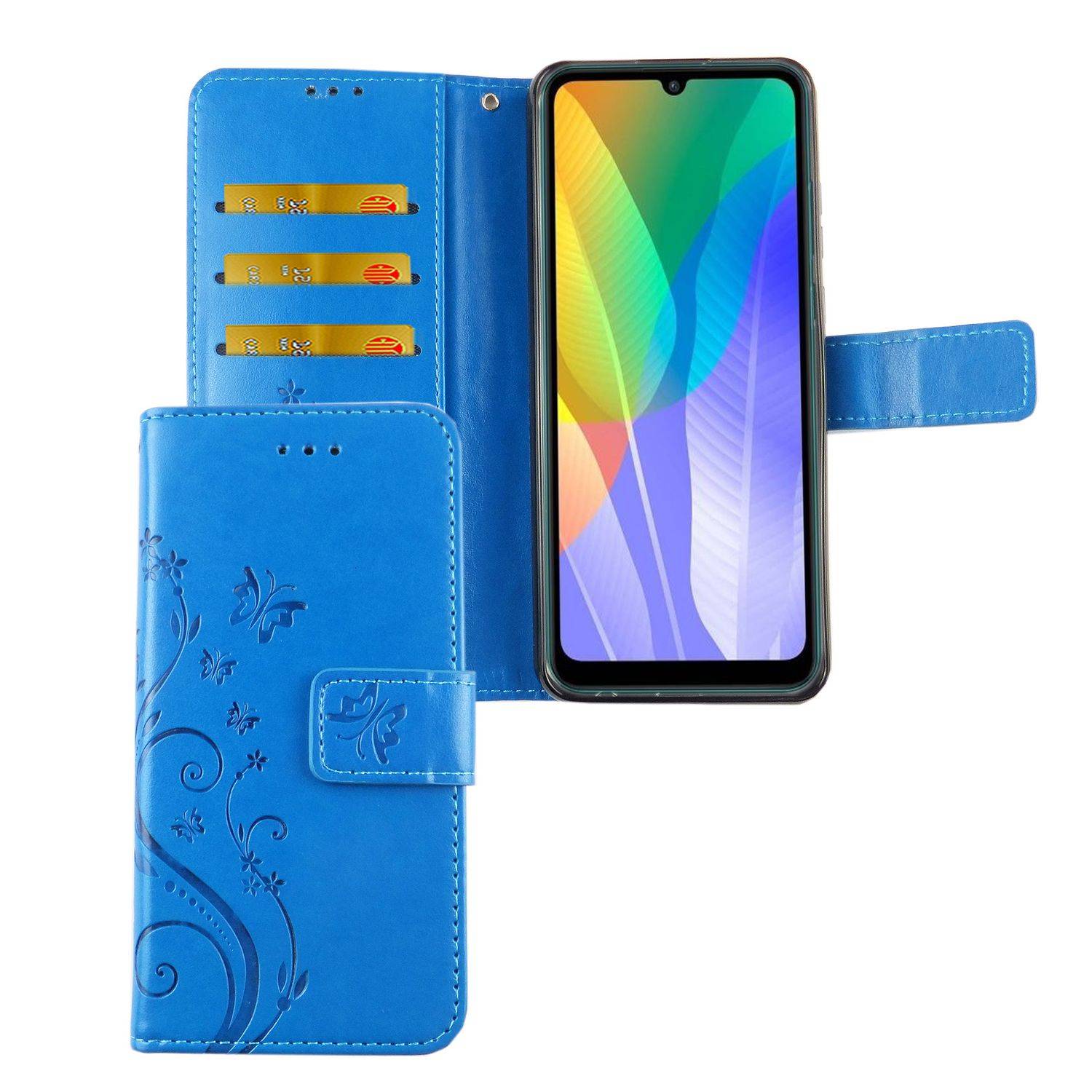 Huawei Y6p Handyhülle Bookcover Blau