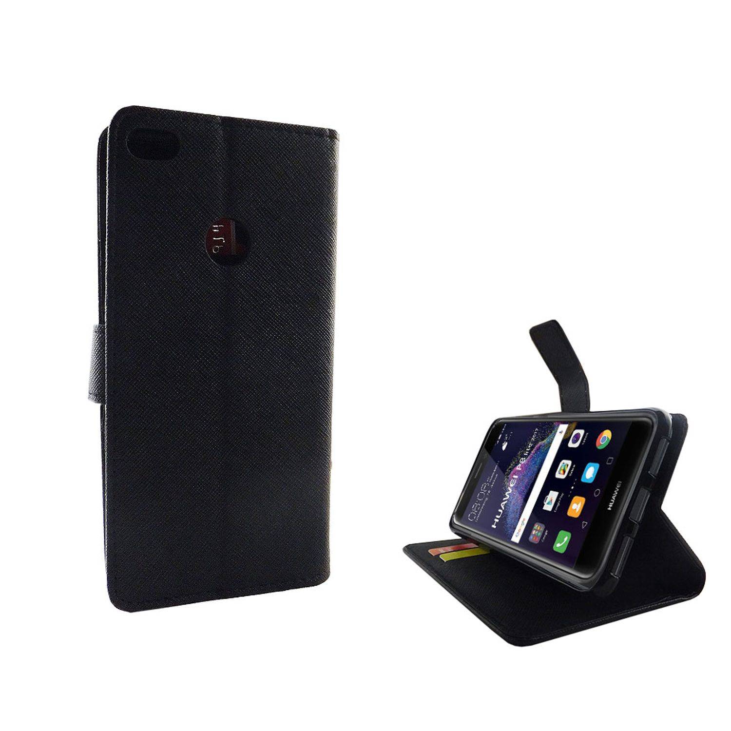 Huawei P8 Lite 2017 Handyhülle Bookcover Schwarz