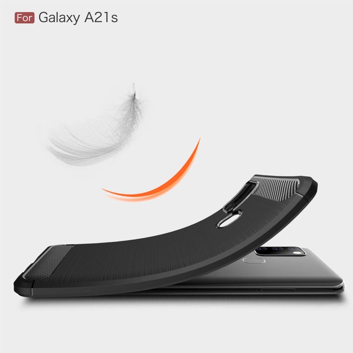 Samsung Galaxy A21s Handyhülle Carbon Optik Backcover Blau