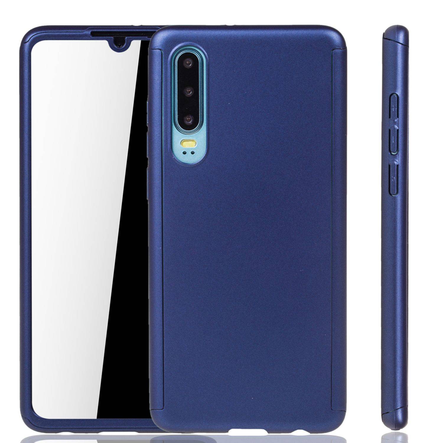 Huawei P30 Handyhülle 360 Grad Schutz Full Cover Blau