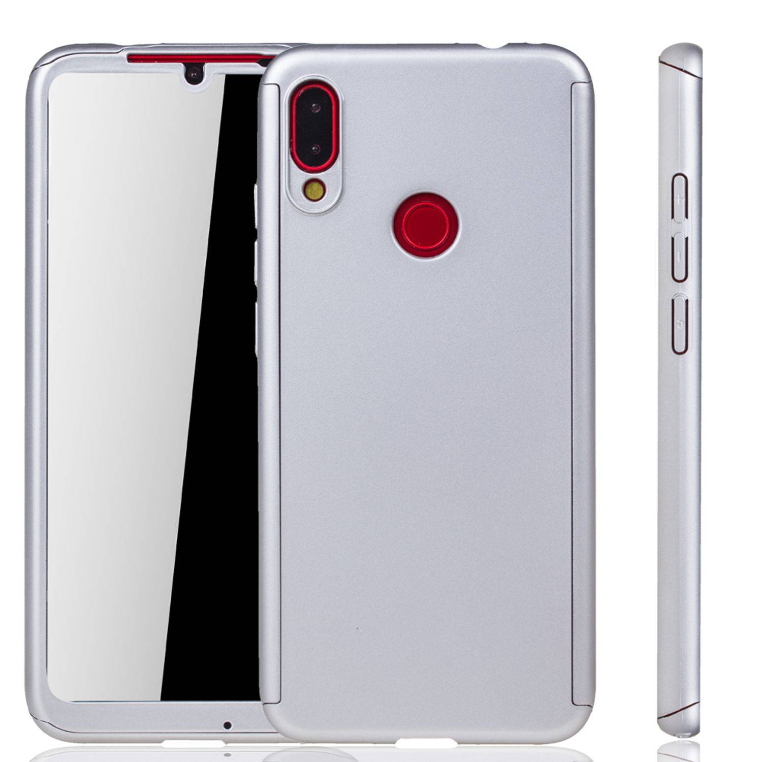 Xiaomi Redmi Note 7 / Redmi Note 7 Pro Handyhülle 360 Grad Schutz Full Cover Silber