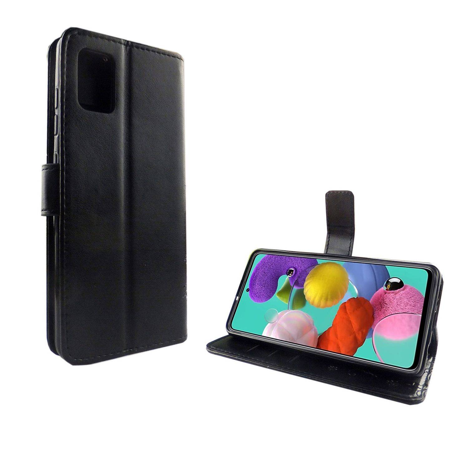 Samsung Galaxy A71 Handyhülle Bookcover Schwarz