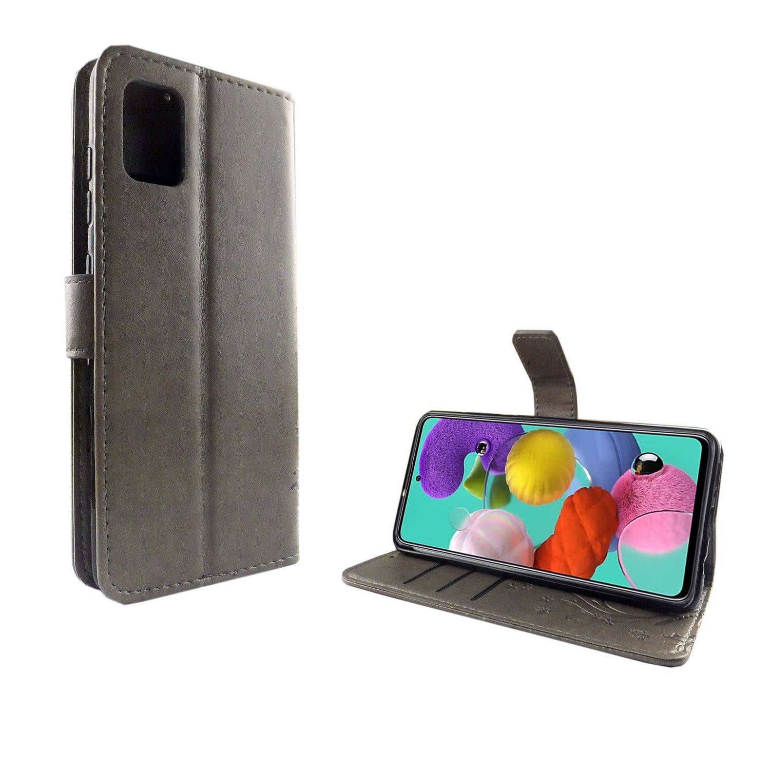 Samsung Galaxy A71 Handyhülle Bookcover Grau