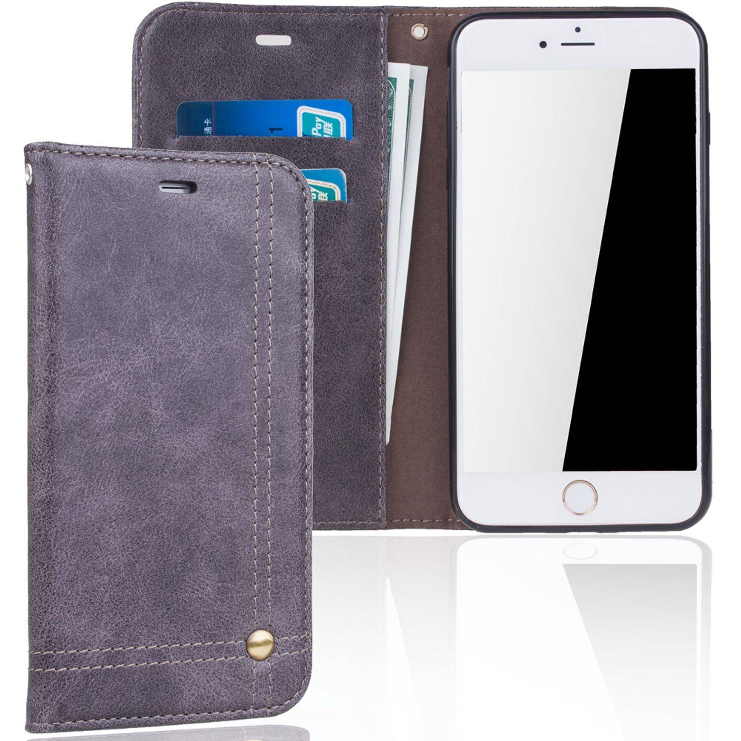 Apple iPhone 7 Plus Handyhülle Bookcover Grau