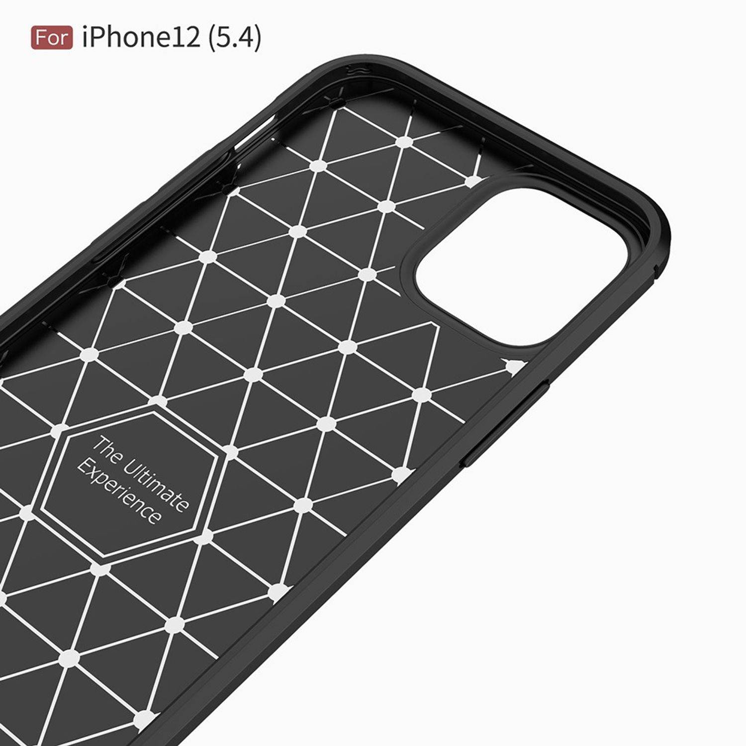 Apple iPhone 12 Mini Handyhülle Carbon Optik Backcover Schwarz