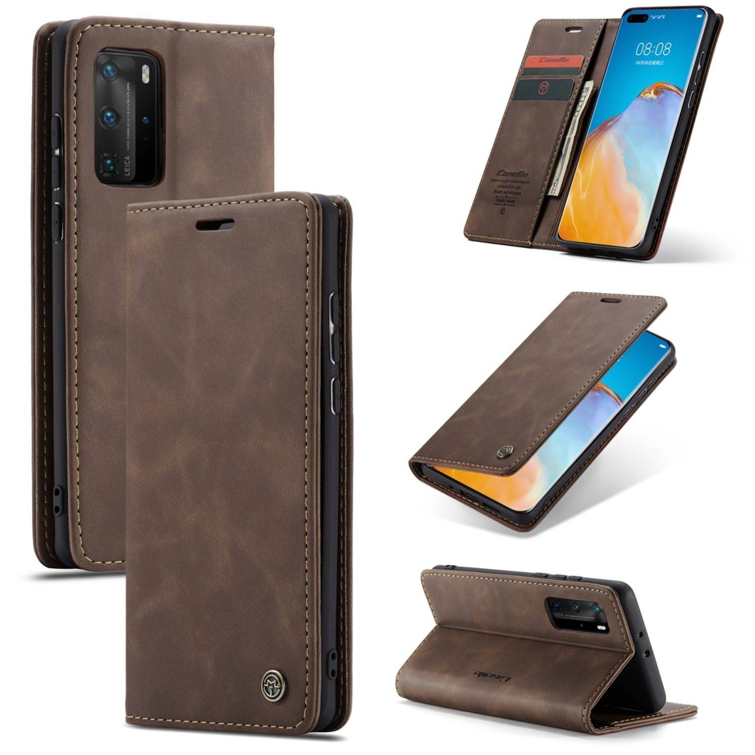 Huawei P40 Pro Handyhülle Schutztasche Bookcover Braun