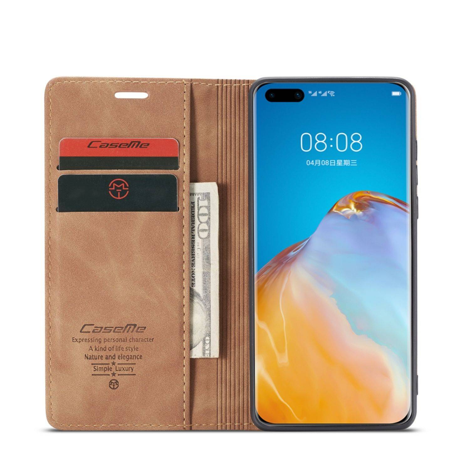 Huawei P40 Pro Handyhülle Schutztasche Bookcover Braun
