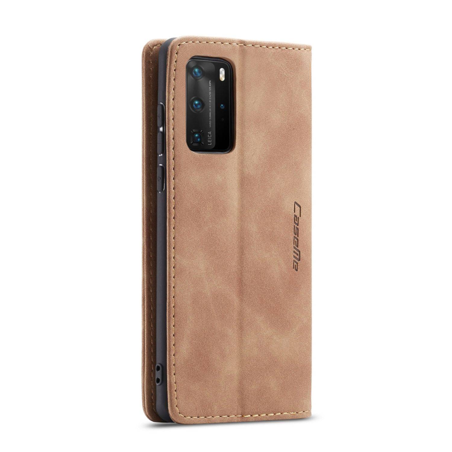Huawei P40 Pro Handyhülle Schutztasche Bookcover Braun
