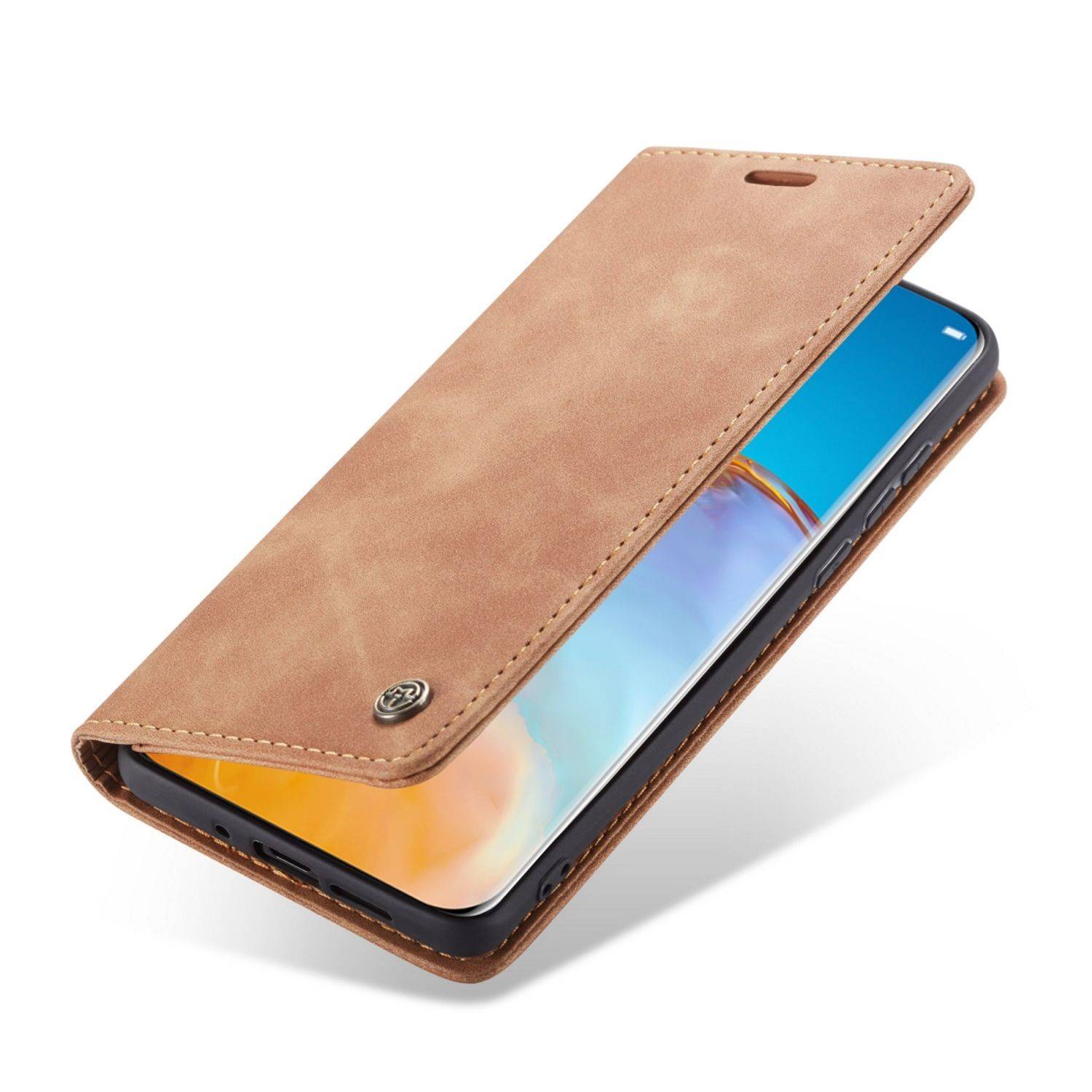 Huawei P40 Pro Handyhülle Schutztasche Bookcover Braun