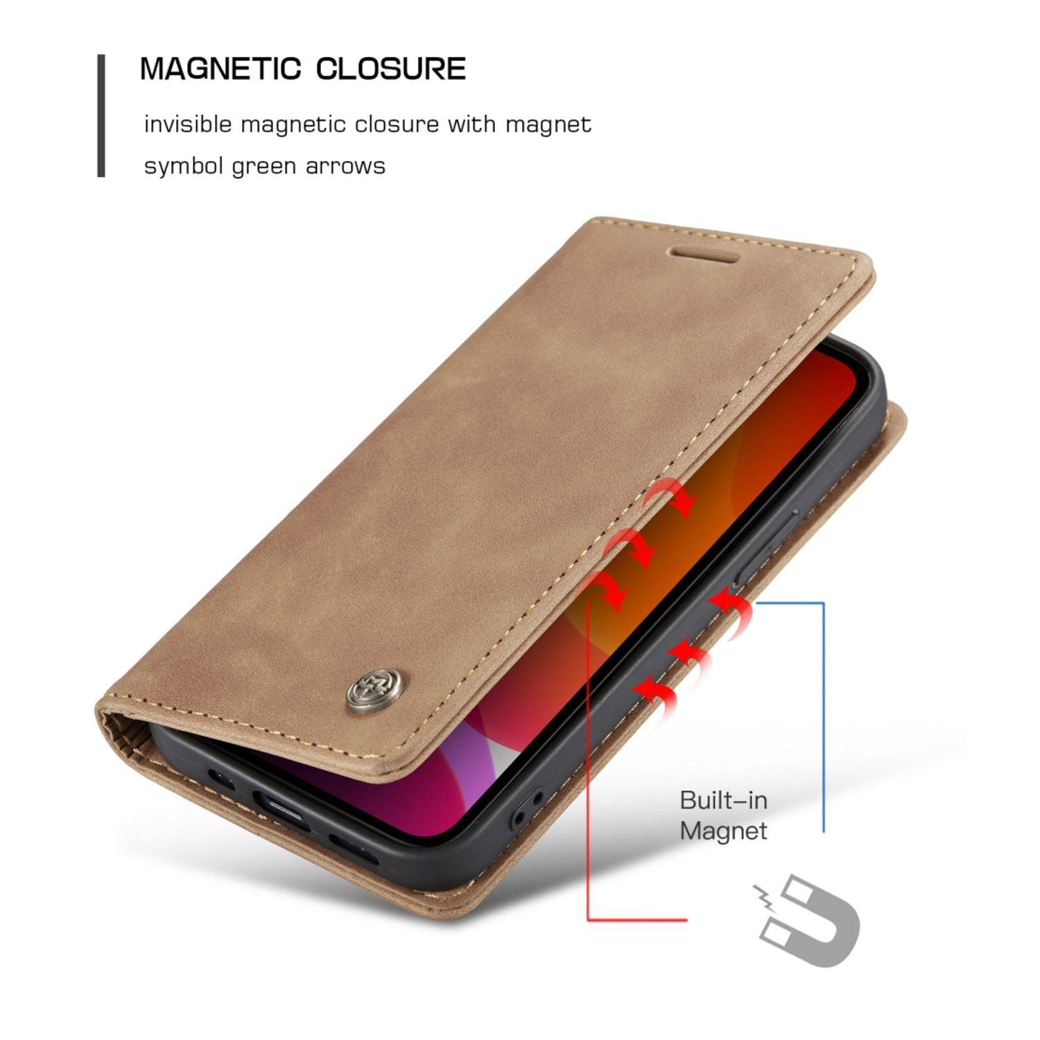 Apple iPhone 12 Pro Max Handyhülle Schutztasche Bookcover Braun
