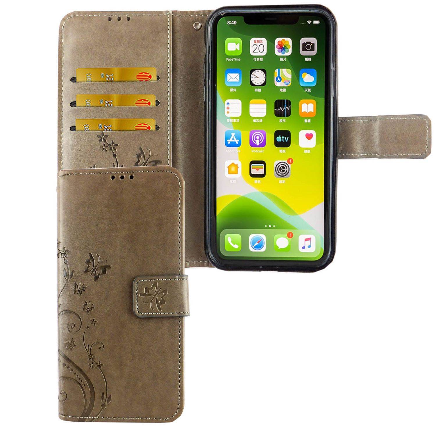 Apple iPhone 11 Pro Max Handyhülle Bookcover Grau