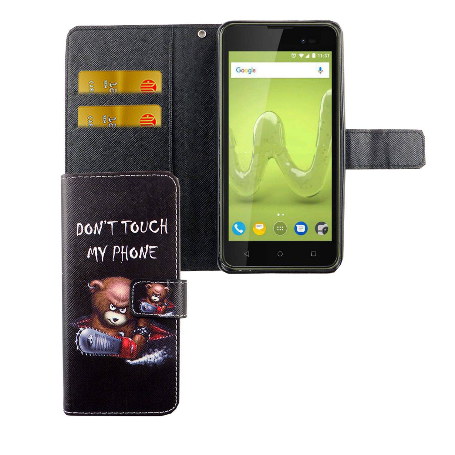 Wiko Sunny 2 Plus Handyhülle Bookcover Schwarz